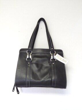 New with tags Perlina soft black leather silver hardware zipper handbag